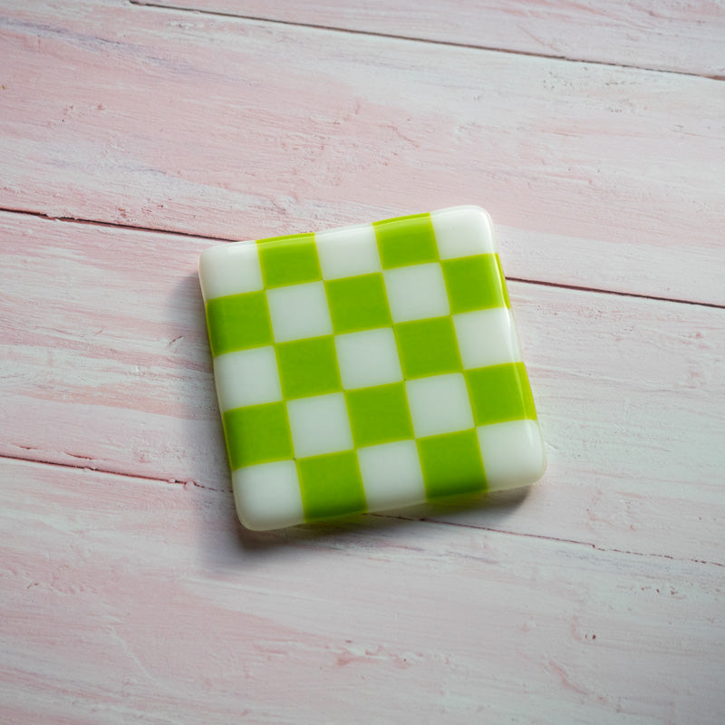 10cm Chequered White/Colour Coaster - Bullseye Collection