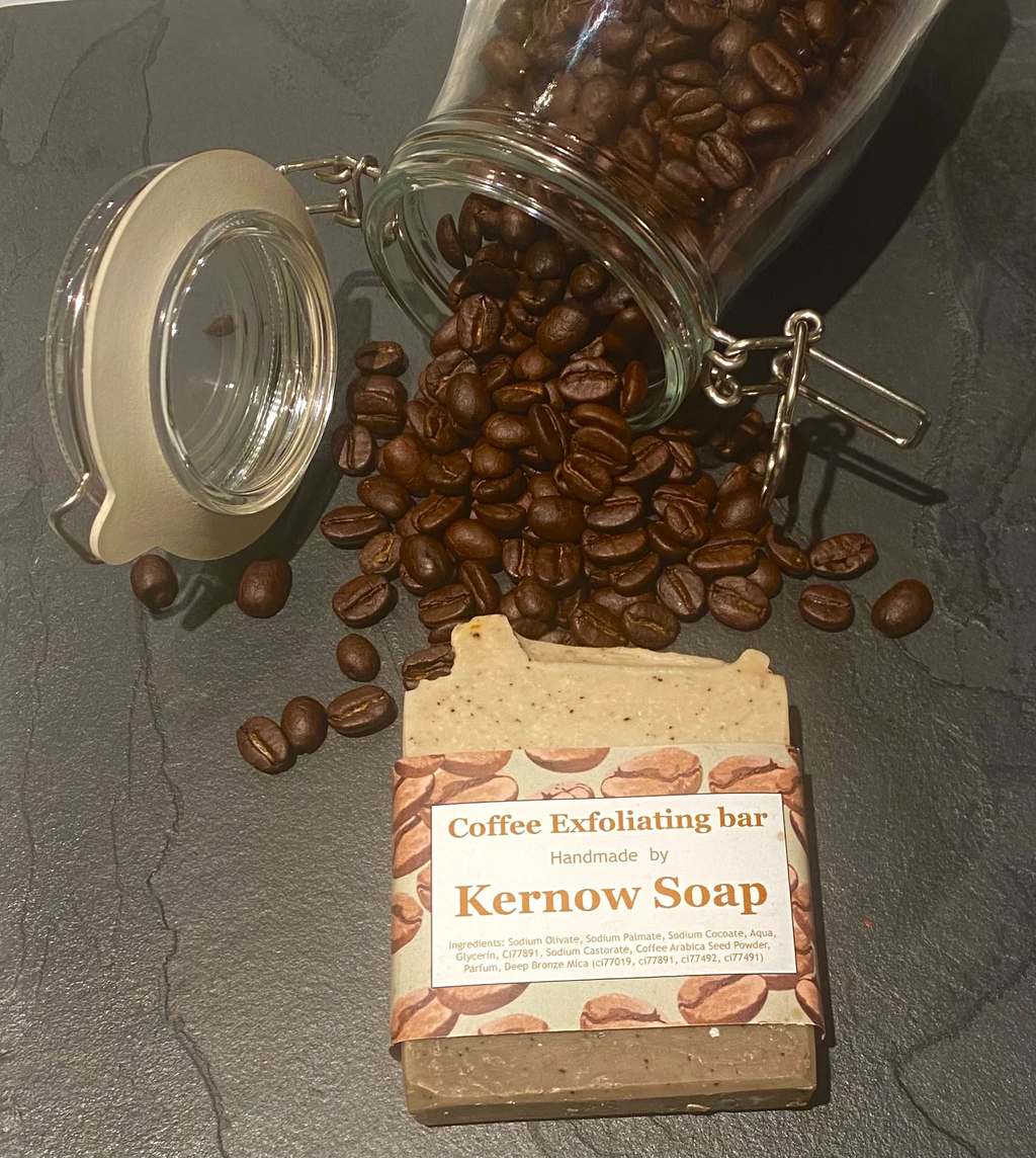 Coffee Exfoliating Soap – Handmade with Cornish Coffee (100g) by Kernow Soap (coffee-exfoliating-scrub-soap)