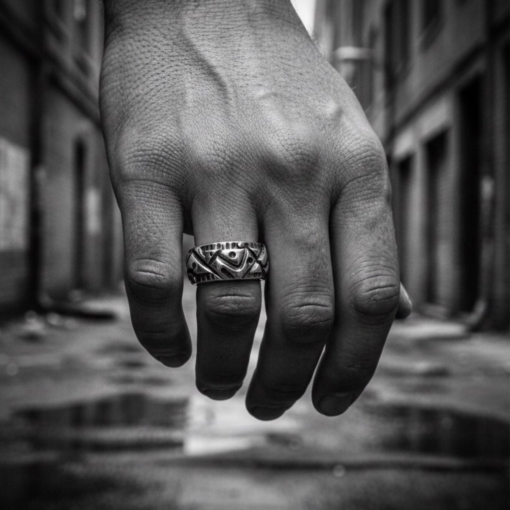Men's Sterling Silver Ring – Chunky Abstract Tribal Design by Tg-Jewellery By Tamara Gervasio (abstract-men-s-ring-chunky-sterling-silver-925)