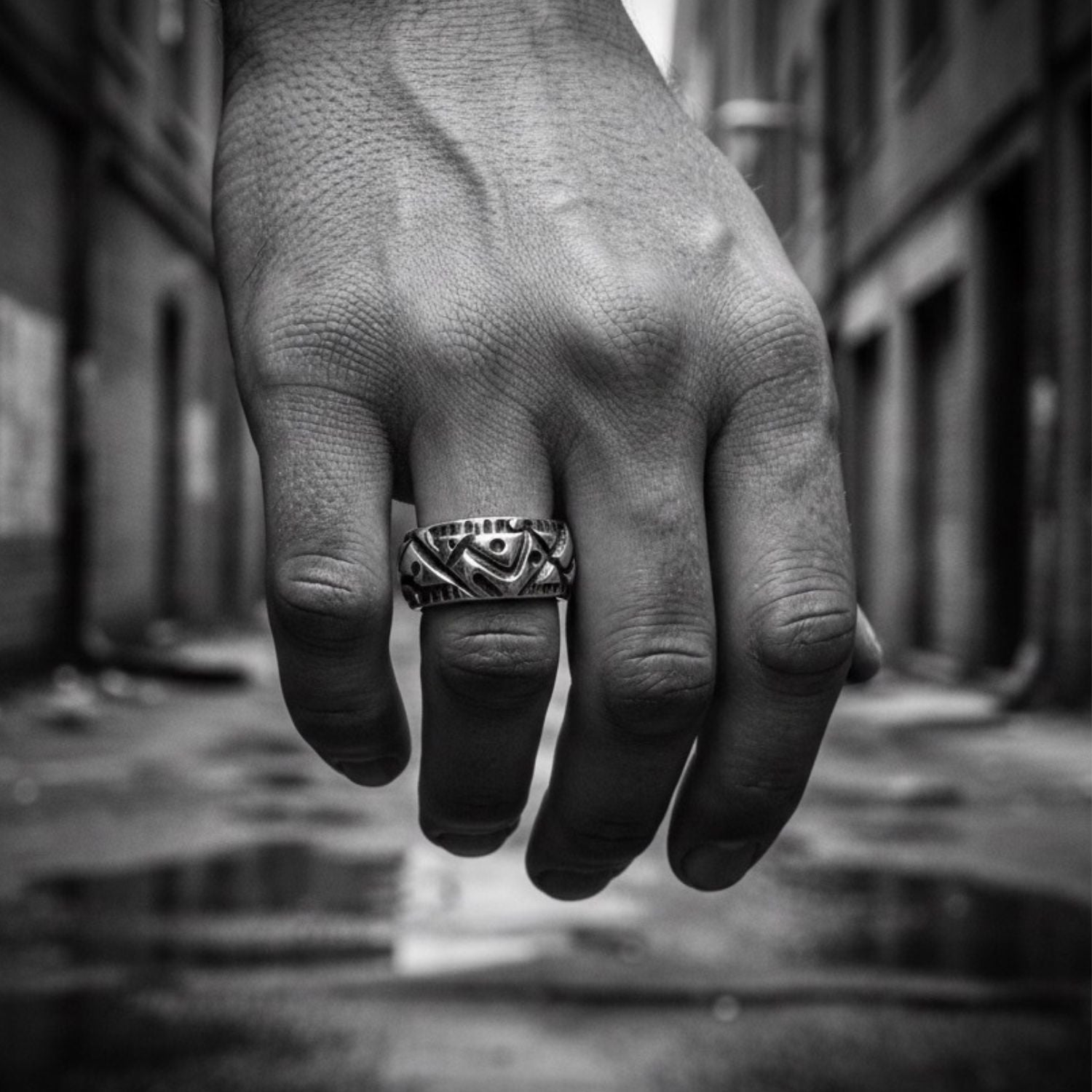 Men's Sterling Silver Ring – Chunky Abstract Tribal Design by Tg-Jewellery By Tamara Gervasio (abstract-men-s-ring-chunky-sterling-silver-925)