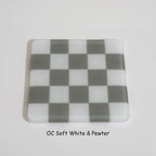 10cm Chequered Soft White/Colour Coaster - Oceanside Collection