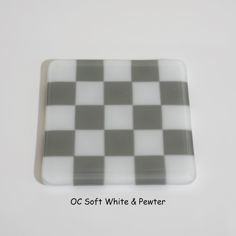 10cm Chequered Soft White/Colour Coaster - Oceanside Collection