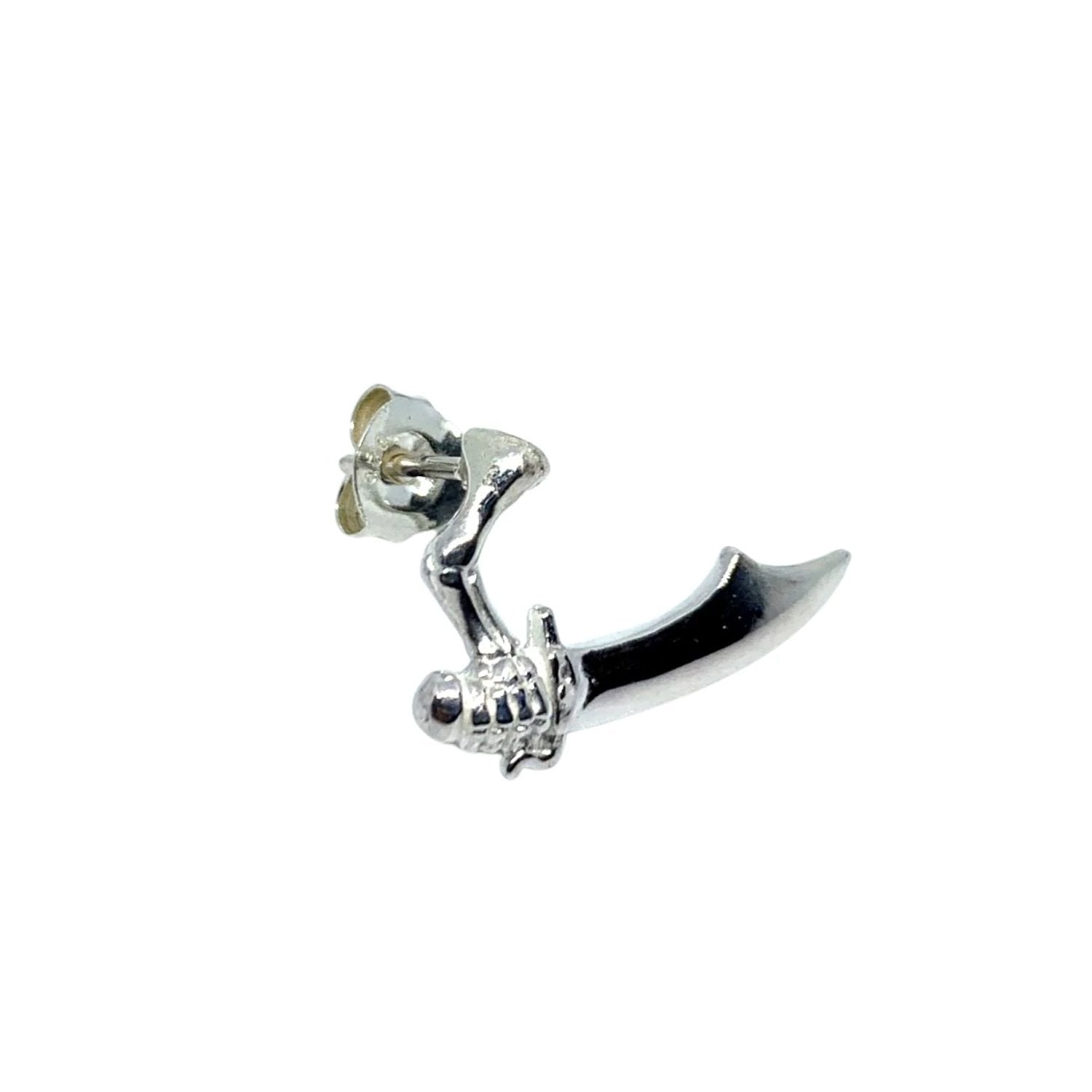 Skull Earrings - H.R. Giger Inspired Dagger Stud in Sterling Silver by Tg-Jewellery By Tamara Gervasio (single-arm-skull-dagger-stud-earring-in-sterling-silver-925-2cm)