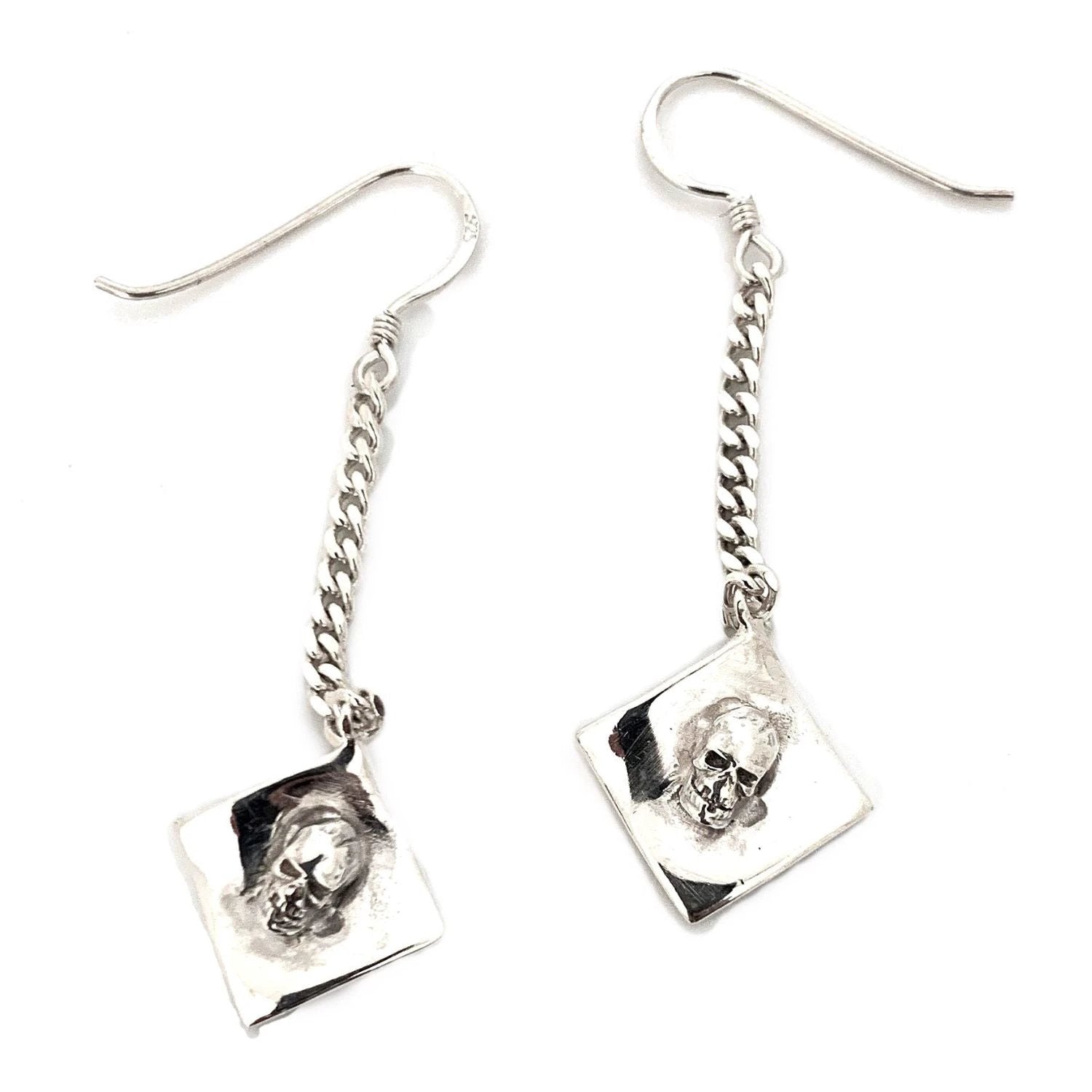 Skull Earrings - Handmade Sterling Silver Gothic Dangles by Tg-Jewellery By Tamara Gervasio (sterling-silver-skull-dangle-earrings-handmade-gothic-style)