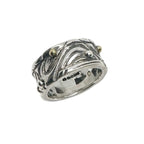 Sterling Silver Ring – Wood-Inspired Contemporary Design by Tg-Jewellery By Tamara Gervasio (le-linee-pebbles-ring-sterling-silver-925-with-brass-accents-one-of-a-kind)