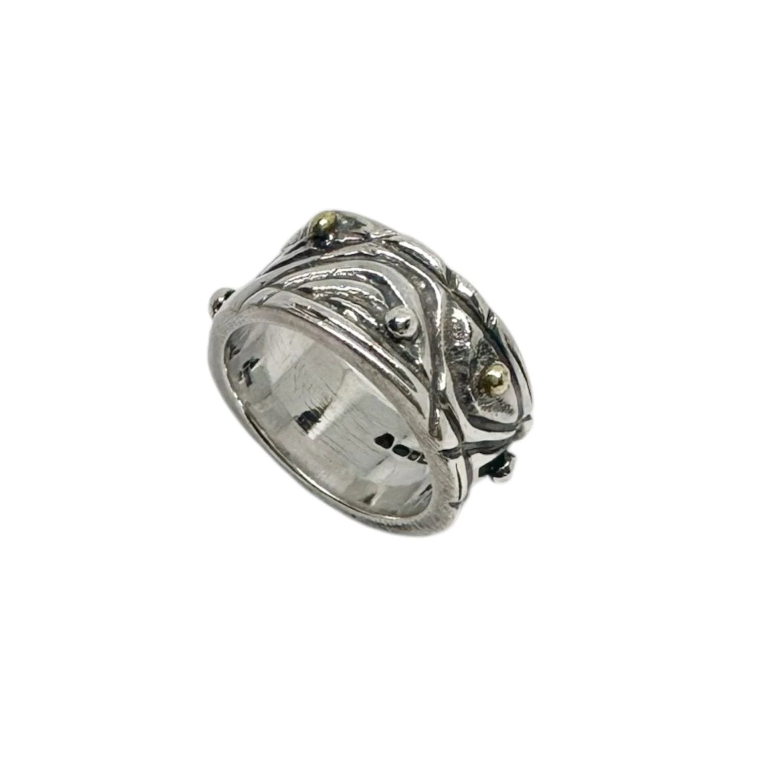 Sterling Silver Ring – Wood-Inspired Contemporary Design by Tg-Jewellery By Tamara Gervasio (le-linee-pebbles-ring-sterling-silver-925-with-brass-accents-one-of-a-kind)