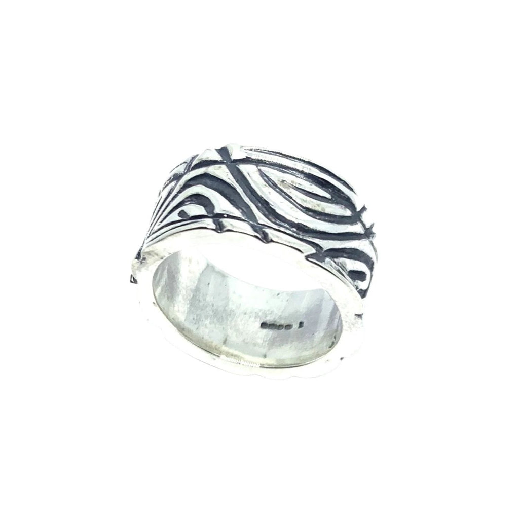 Sterling Silver Ring - Handcrafted Wood Grain Design