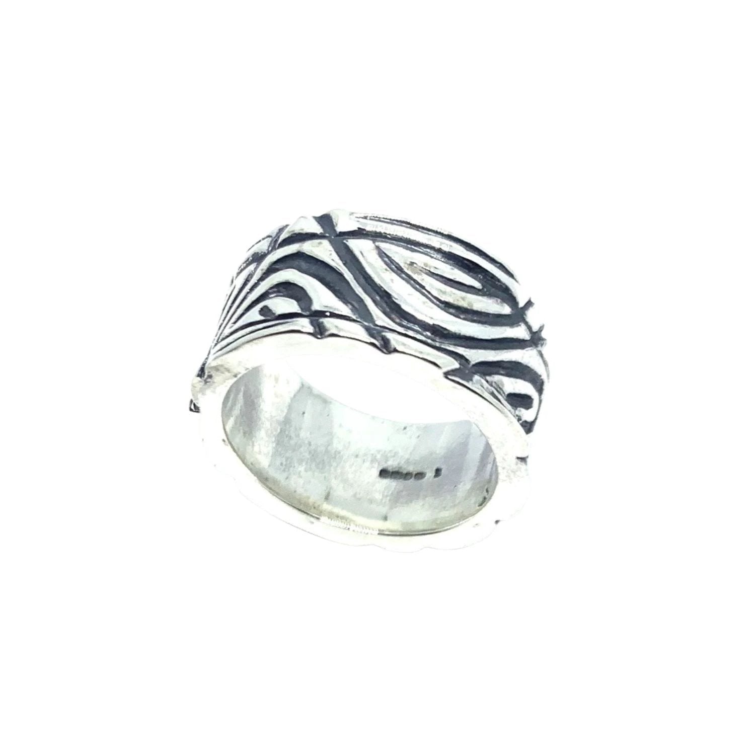 Sterling Silver Ring - Handcrafted Wood Grain Design
