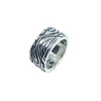 Sterling Silver Ring - Handcrafted Wood Grain Design