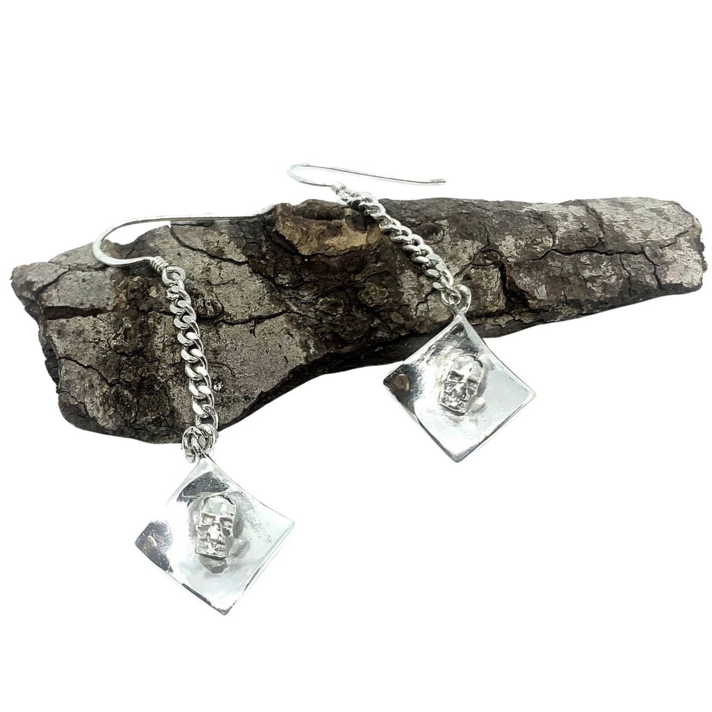 Skull Earrings - Handmade Sterling Silver Gothic Dangles by Tg-Jewellery By Tamara Gervasio (sterling-silver-skull-dangle-earrings-handmade-gothic-style)