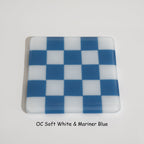 10cm Chequered Soft White/Colour Coaster - Oceanside Collection