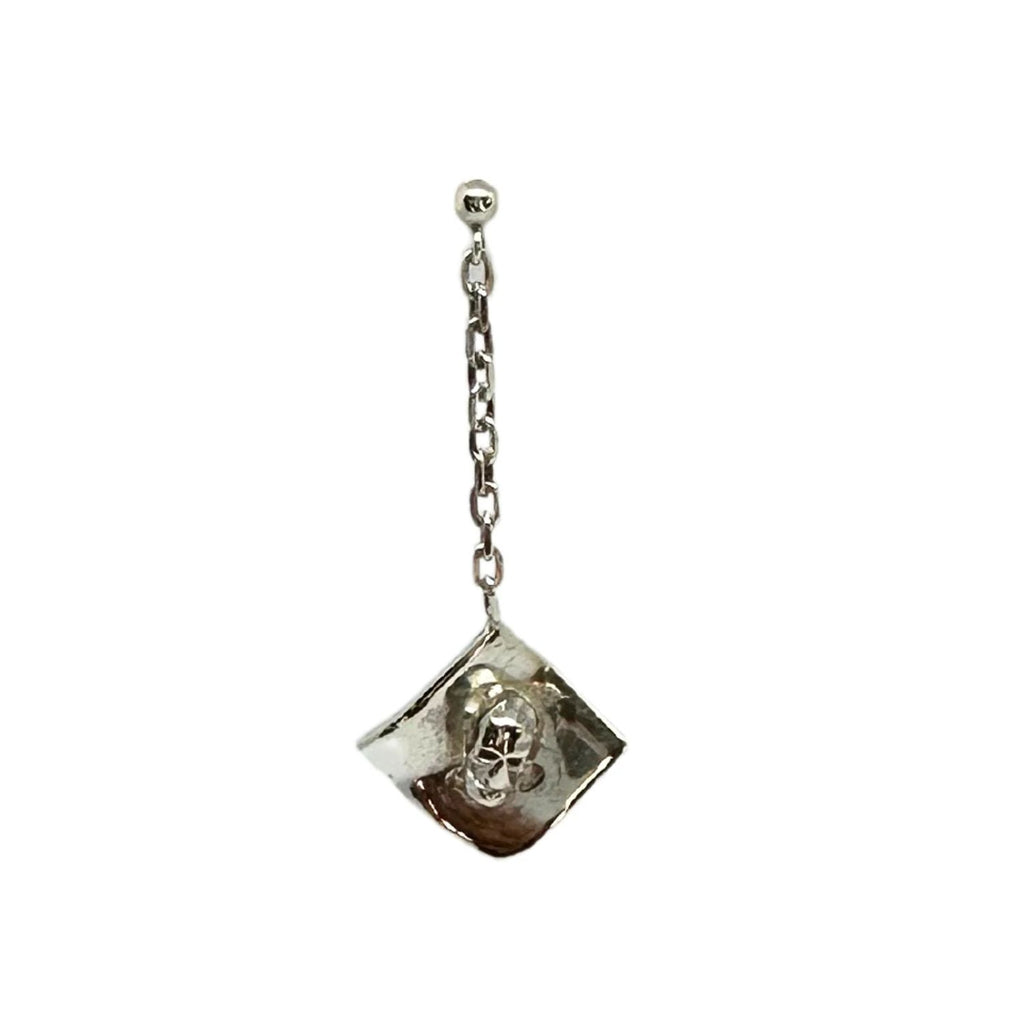 Skull Earrings – Handcrafted Sterling Silver Gothic Drop Earrings by Tg-Jewellery By Tamara Gervasio (skull-dangle-rectangular-trace-chain-earrings-sterling-silver-925)