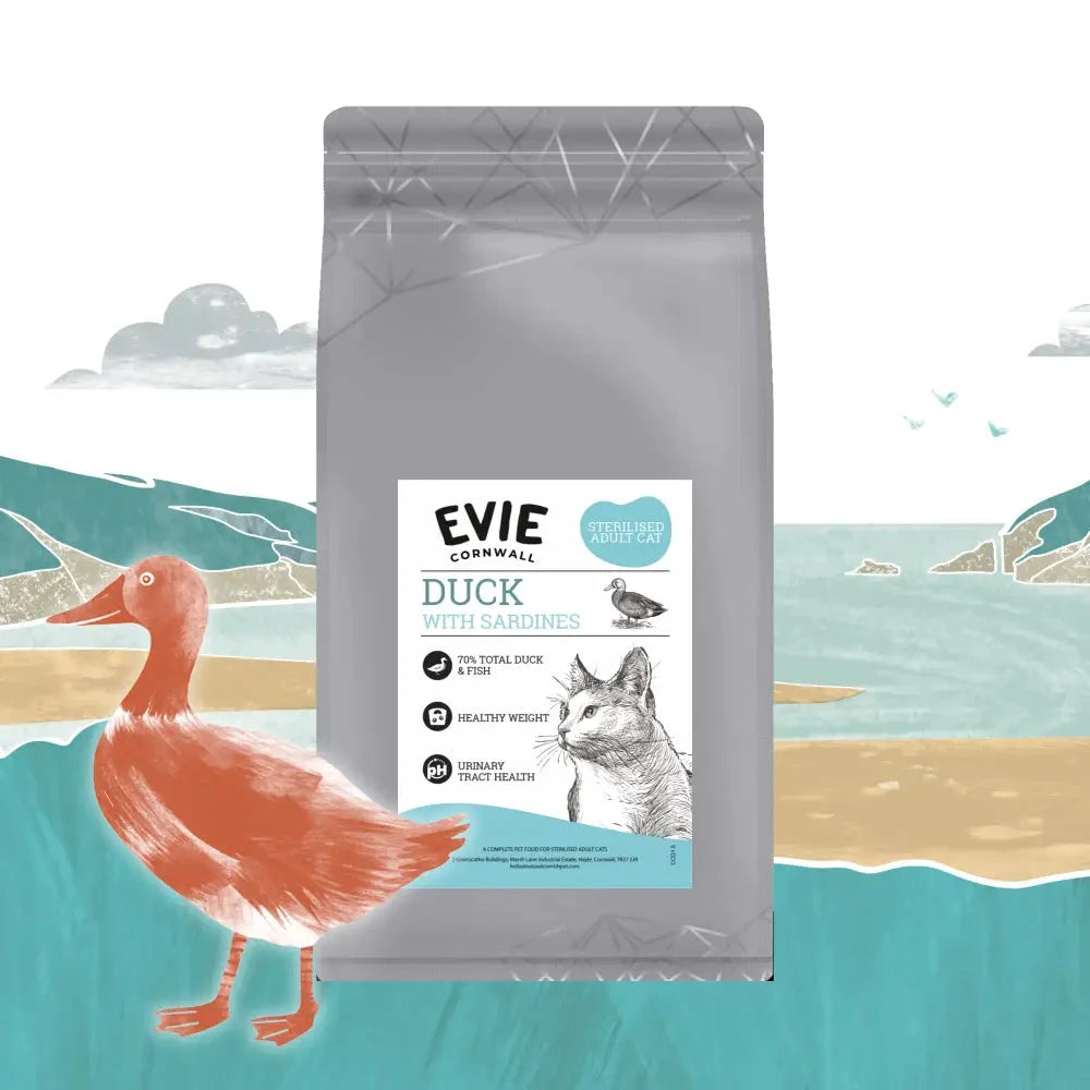 Weight Control Cat Food Duck & Sardines – For Neutered Cats by The Pets Larder (evie-natural-dry-cat-food-duck-with-sardines-weight-control)