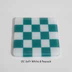 10cm Chequered Soft White/Colour Coaster - Oceanside Collection