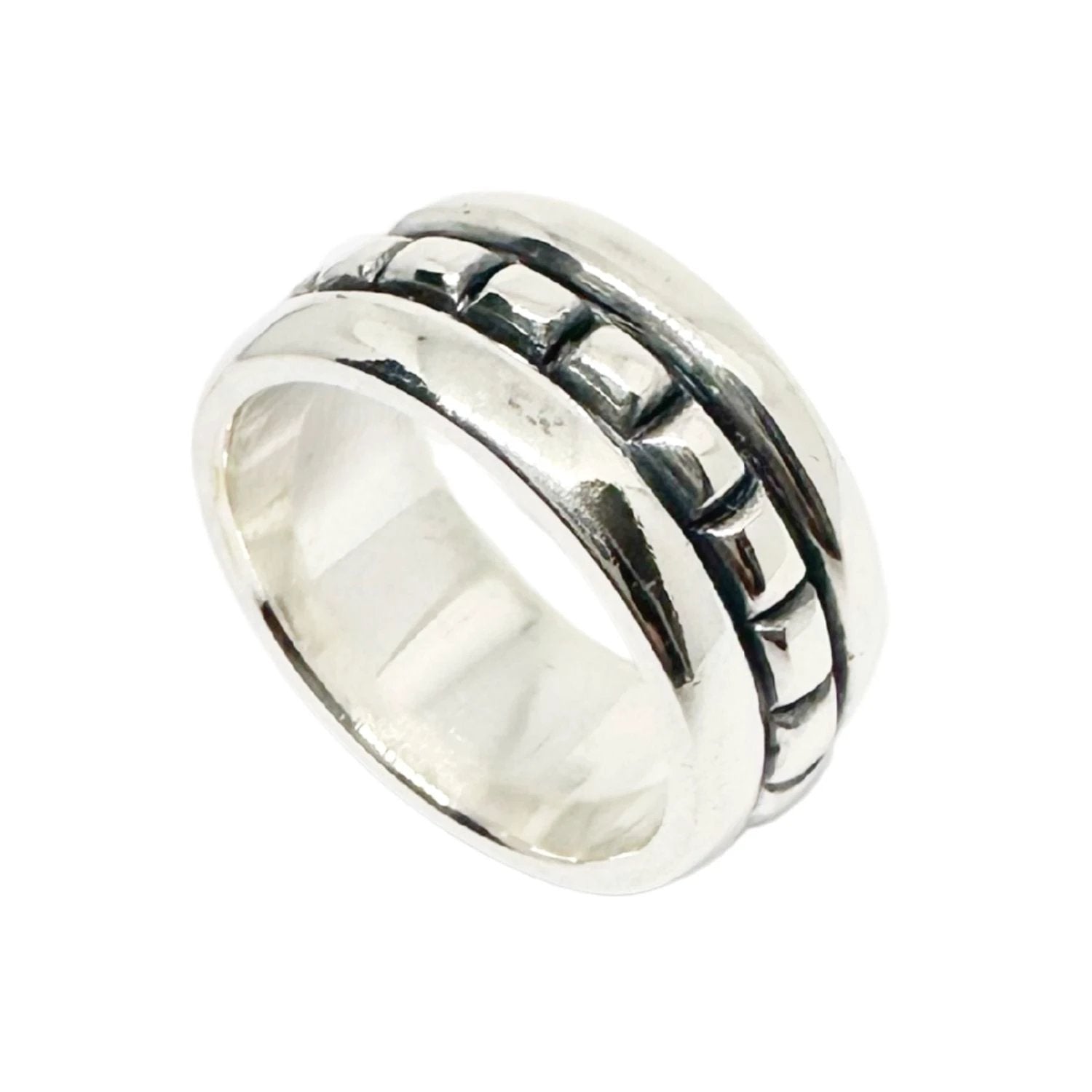Men's Sterling Silver Ring - Bold Square Design by Cornish Artisan