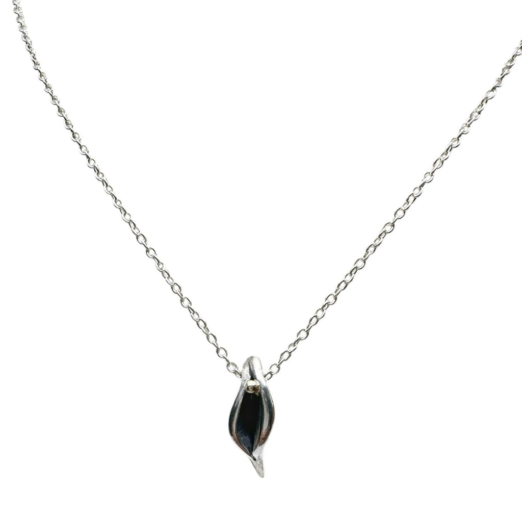 Sterling Silver Necklace with 18k Gold Accent - Contemporary Design by Tg-Jewellery By Tamara Gervasio (erotika-necklace-sterling-silver-925-with-18k-gold-accent-1)