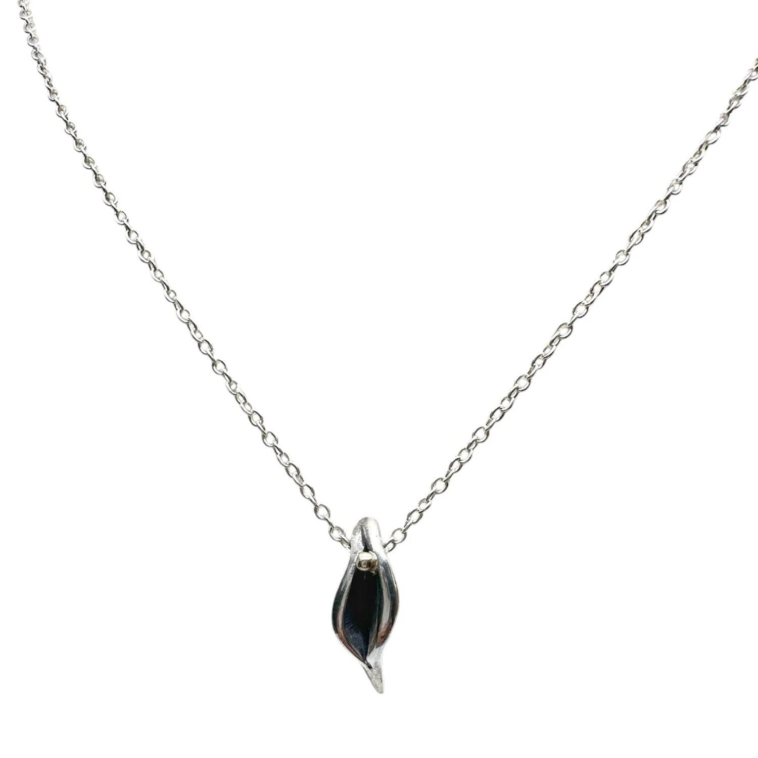 Sterling Silver Necklace with 18k Gold Accent - Contemporary Design by Tg-Jewellery By Tamara Gervasio (erotika-necklace-sterling-silver-925-with-18k-gold-accent-1)