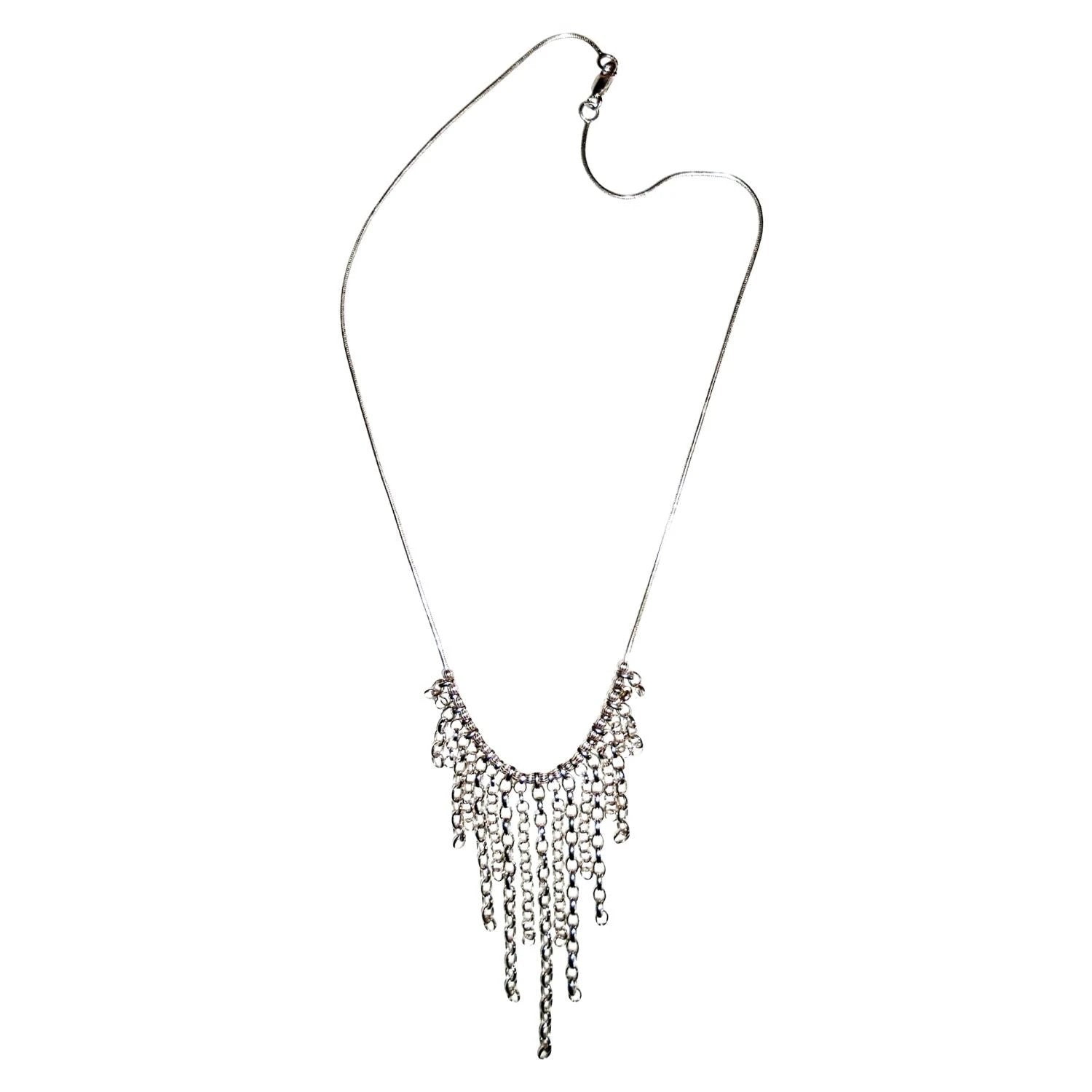Sterling Silver Necklace – Handcrafted Rain Drop Chain Design by Tg-Jewellery By Tamara Gervasio (rain-drop-chain-necklace-handcrafted-recycle-sterling-silver)