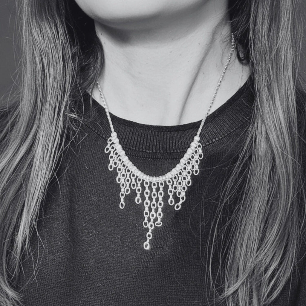 Sterling Silver Necklace – Handcrafted Rain Drop Design by Tg-Jewellery By Tamara Gervasio (rain-drop-necklace-recycle-sterling-silver-925-handmade)