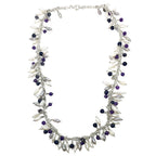 Freshwater Pearl Necklace - Handcrafted with Amethyst & Iolite by Tg-Jewellery By Tamara Gervasio (grappolo-necklace-freshwater-pearls-gemstones)