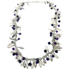 Freshwater Pearl Necklace - Handcrafted with Amethyst & Iolite by Tg-Jewellery By Tamara Gervasio (grappolo-necklace-freshwater-pearls-gemstones)