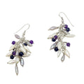 Gemstone Drop Earrings - Handcrafted Sterling Silver with Pearls by Tg-Jewellery By Tamara Gervasio (grappolo-gemstone-earrings-freshwater-pearls-iolite-amethyst-recycle-sterling-silver)