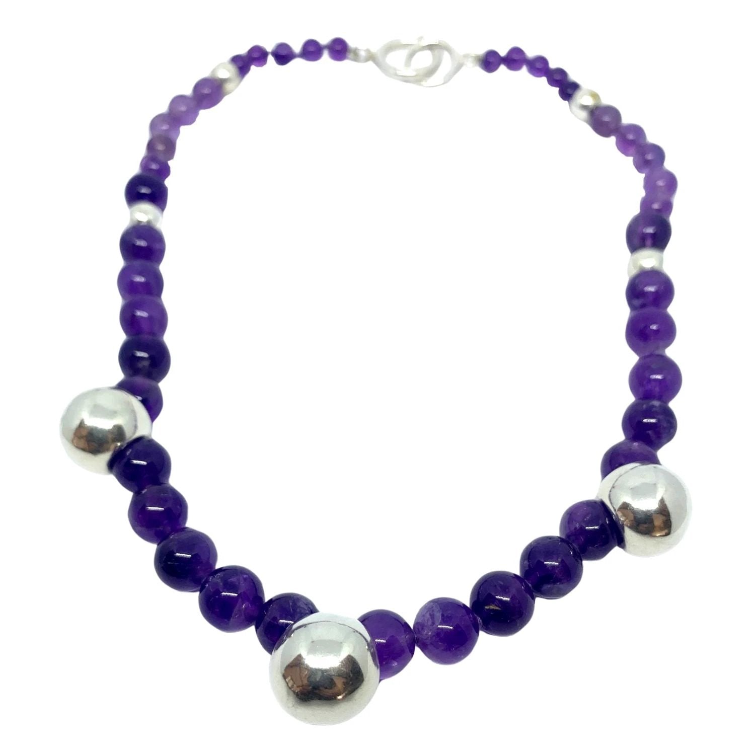 Amethyst Necklace - Handcrafted with Sterling Silver Beads by Tg-Jewellery By Tamara Gervasio (amethyst-necklace-with-sterling-silver-beads-18-inches)