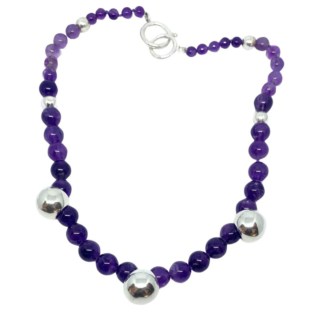 Amethyst Necklace - Handcrafted with Sterling Silver Beads by Tg-Jewellery By Tamara Gervasio (amethyst-necklace-with-sterling-silver-beads-18-inches)