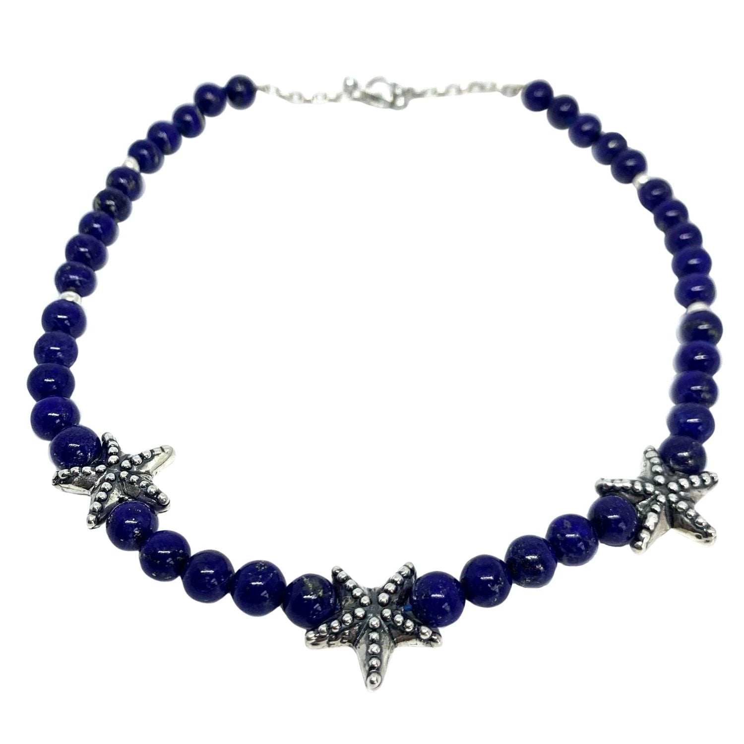 Lapis Lazuli Necklace – Handcrafted with Sterling Silver Starfish by Tg-Jewellery By Tamara Gervasio (handmade-lapis-lazuli-beads-necklace-with-sterling-silver-starfish)