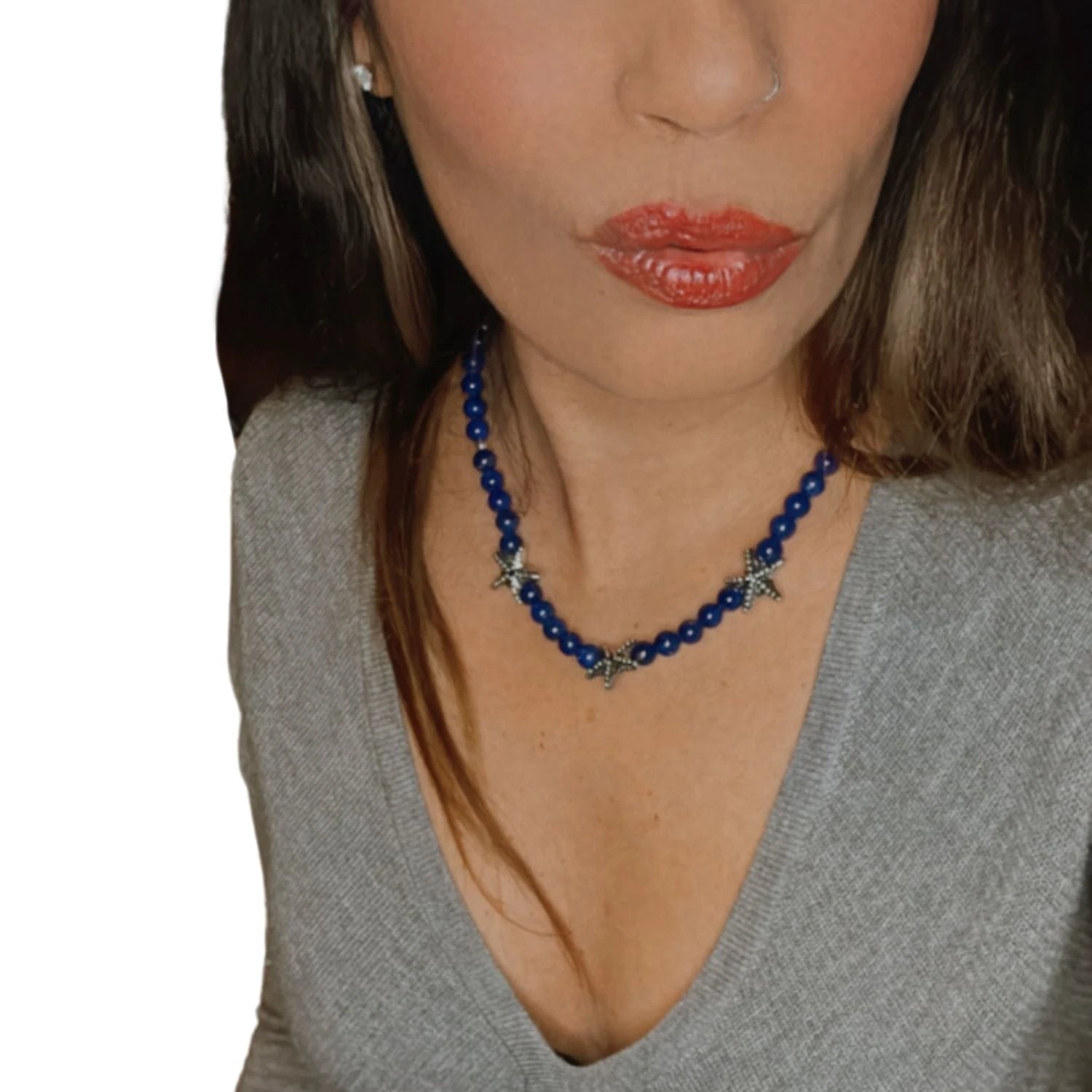 Lapis Lazuli Necklace – Handcrafted with Sterling Silver Starfish by Tg-Jewellery By Tamara Gervasio (handmade-lapis-lazuli-beads-necklace-with-sterling-silver-starfish)