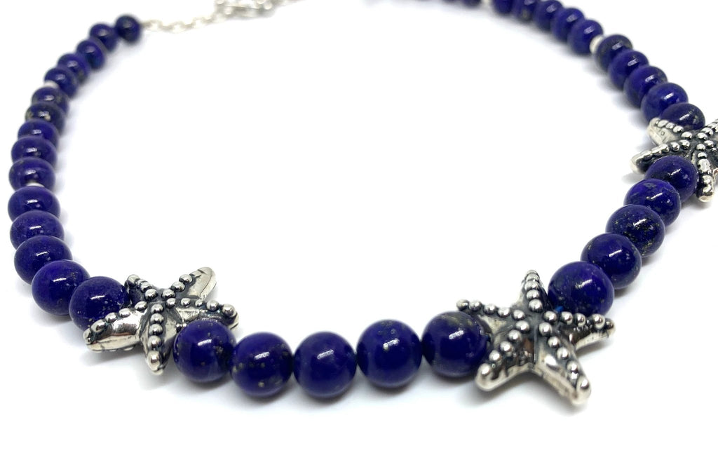 Lapis Lazuli Necklace – Handcrafted with Sterling Silver Starfish by Tg-Jewellery By Tamara Gervasio (handmade-lapis-lazuli-beads-necklace-with-sterling-silver-starfish)