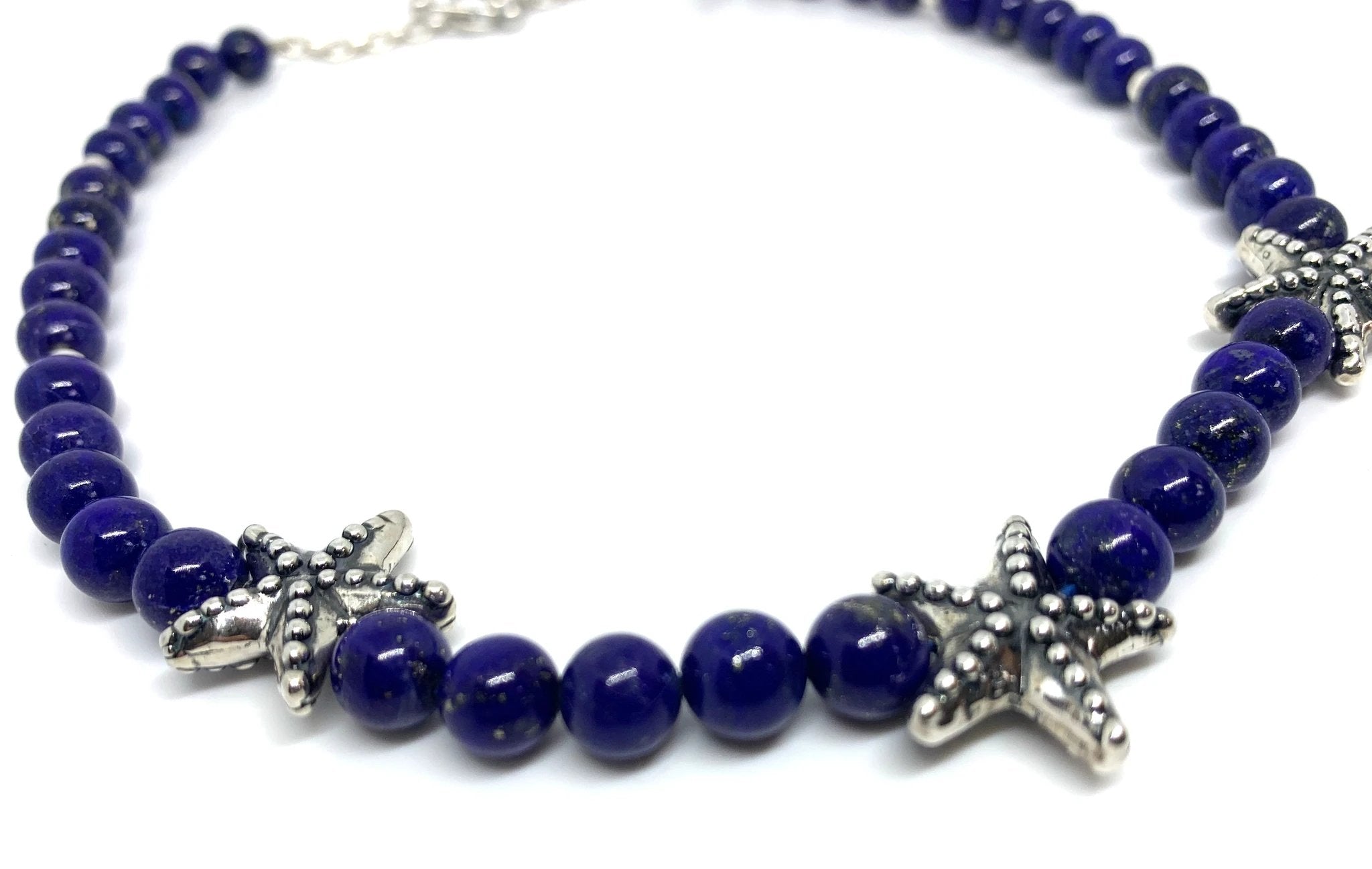 Lapis Lazuli Necklace – Handcrafted with Sterling Silver Starfish by Tg-Jewellery By Tamara Gervasio (handmade-lapis-lazuli-beads-necklace-with-sterling-silver-starfish)