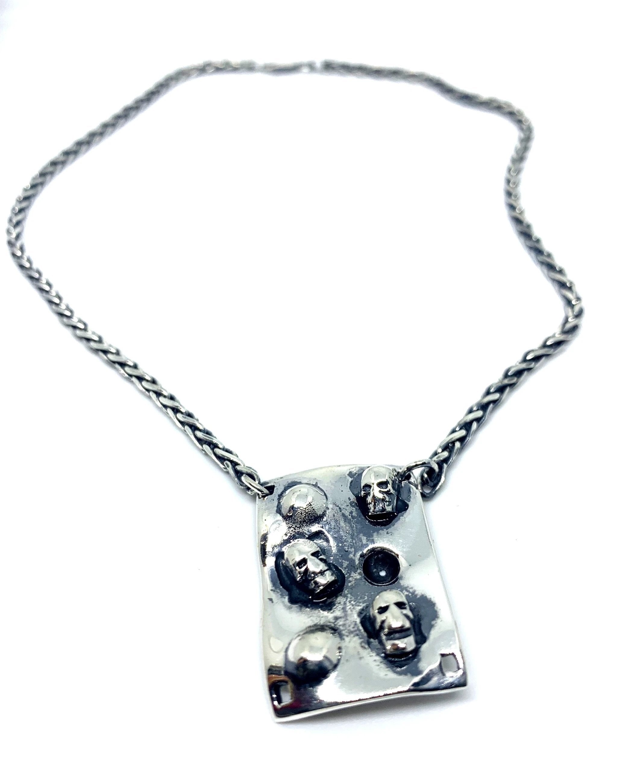 Skull Choker Necklace – Handcrafted Sterling Silver Gothic Statement by Tg-Jewellery By Tamara Gervasio (skull-choker-byzantine-chain-necklace-in-sterling-silver-925)