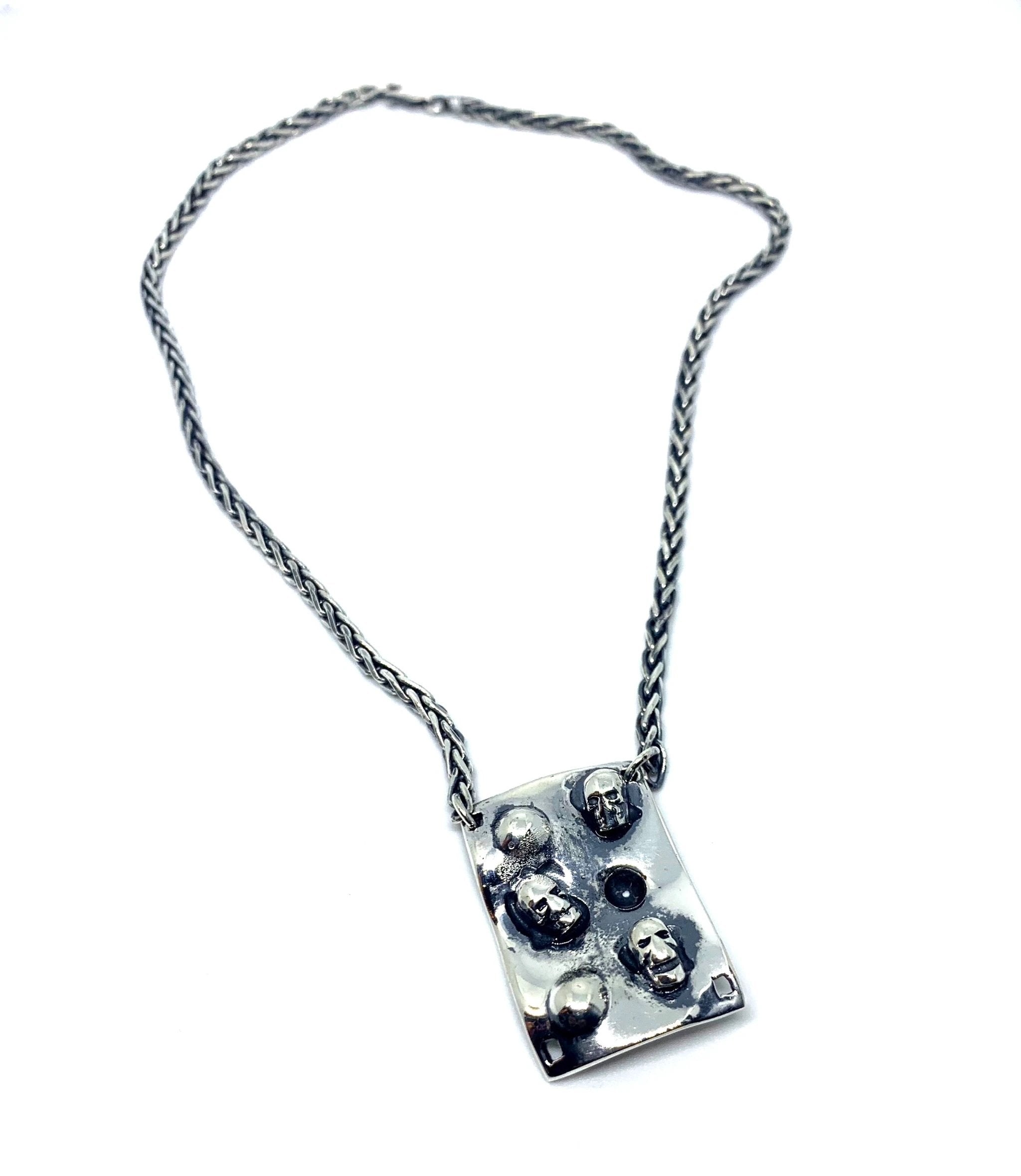 Skull Choker Necklace – Handcrafted Sterling Silver Gothic Statement by Tg-Jewellery By Tamara Gervasio (skull-choker-byzantine-chain-necklace-in-sterling-silver-925)