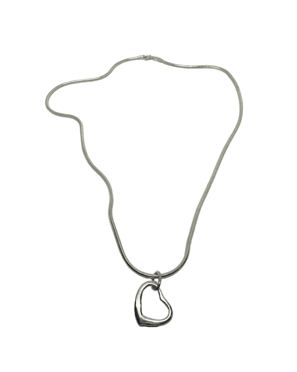 Sterling Silver Heart Necklace - Handcrafted Snake Chain Design by Tg-Jewellery By Tamara Gervasio (sterling-silver-heart-snake-chain-necklace-47-5cm)