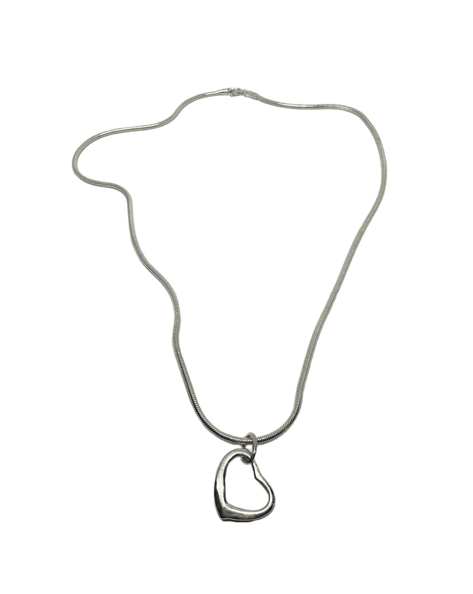 Sterling Silver Heart Necklace - Handcrafted Snake Chain Design by Tg-Jewellery By Tamara Gervasio (sterling-silver-heart-snake-chain-necklace-47-5cm)