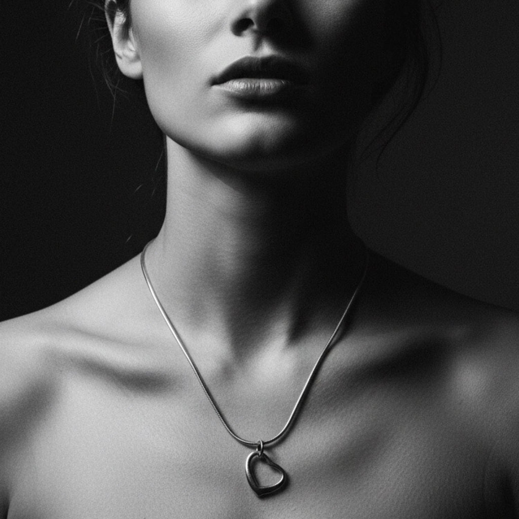 Sterling Silver Heart Necklace - Handcrafted Snake Chain Design by Tg-Jewellery By Tamara Gervasio (sterling-silver-heart-snake-chain-necklace-47-5cm)