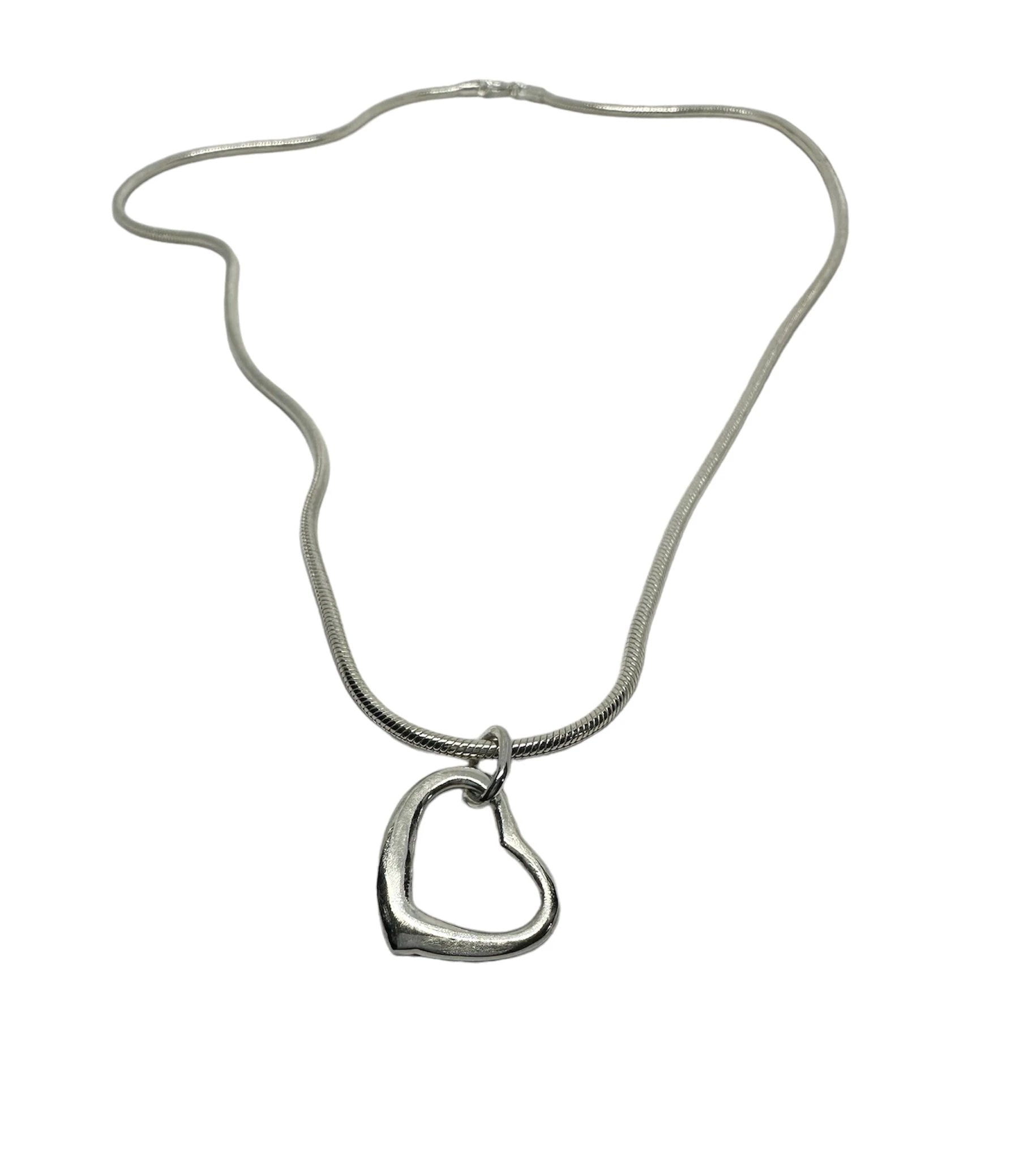 Sterling Silver Heart Necklace - Handcrafted Snake Chain Design by Tg-Jewellery By Tamara Gervasio (sterling-silver-heart-snake-chain-necklace-47-5cm)