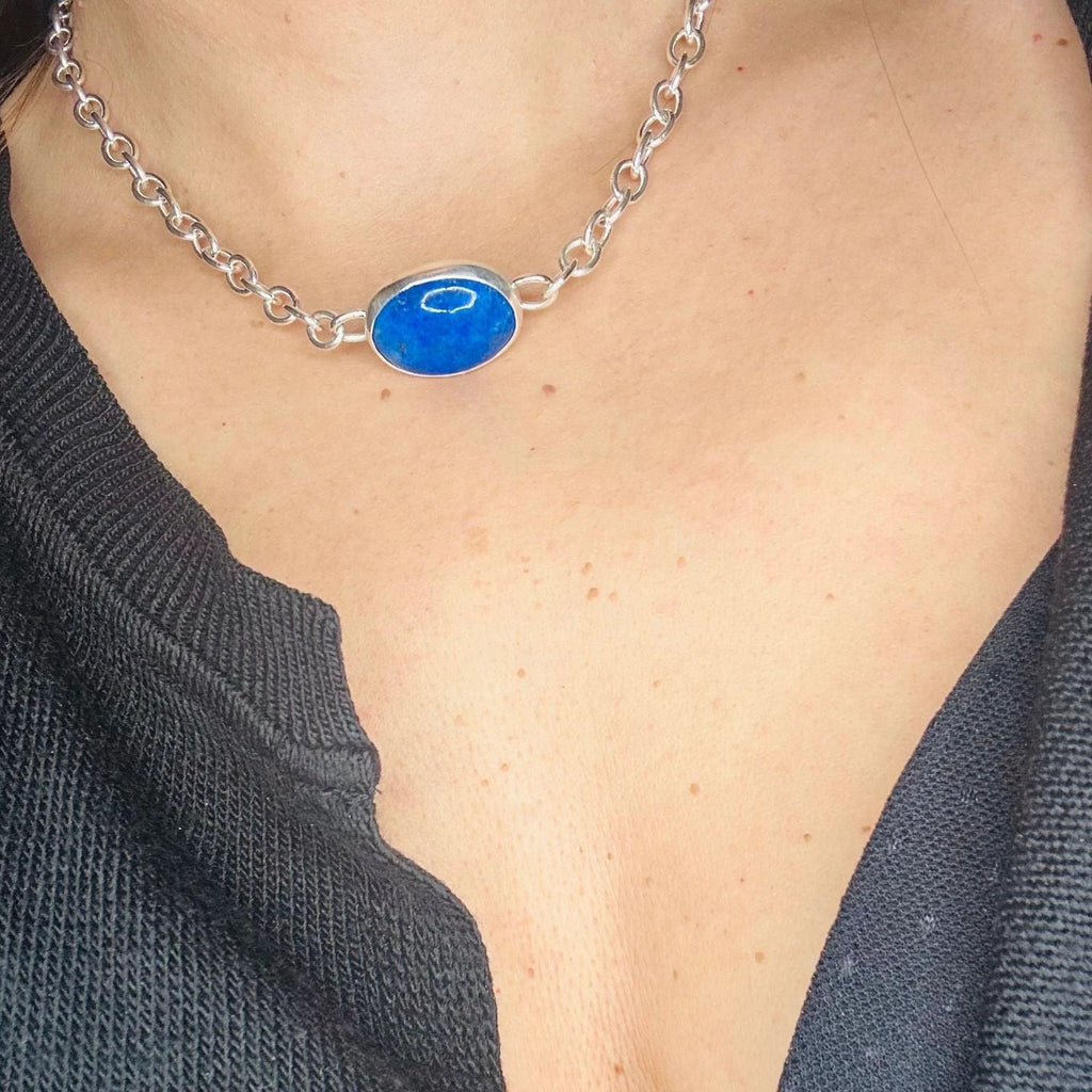 Lapis Lazuli Choker – Handmade Sterling Silver Statement Necklace