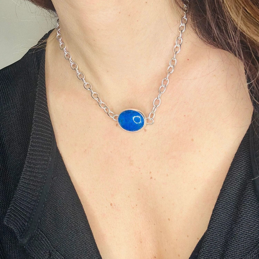 Lapis Lazuli Choker – Handmade Sterling Silver Statement Necklace
