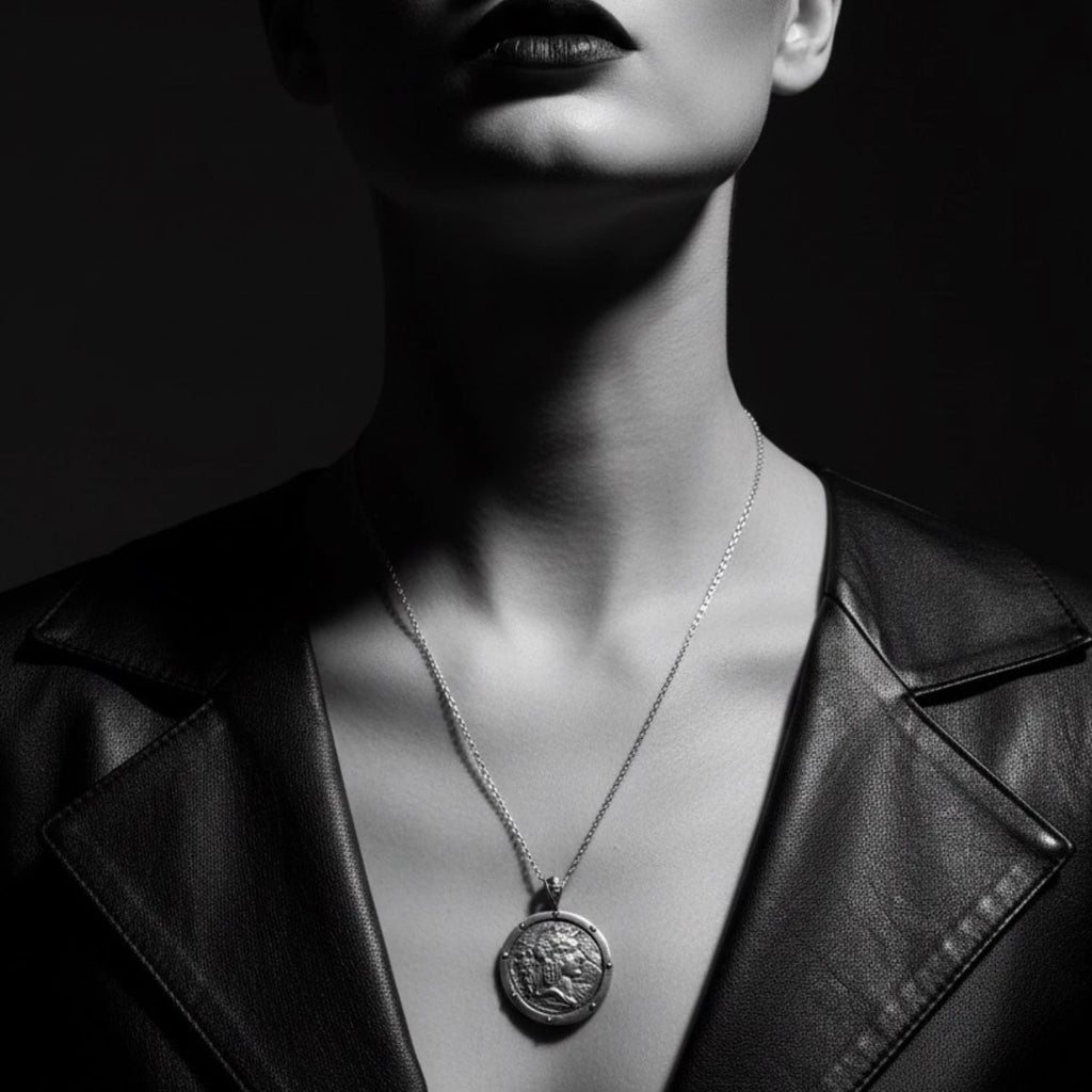 Sterling Silver Coin Pendant – Hand-Carved Classical Design by Tg-Jewellery By Tamara Gervasio (ancient-coin-pendant-necklace-hand-carved-sterling-silver)