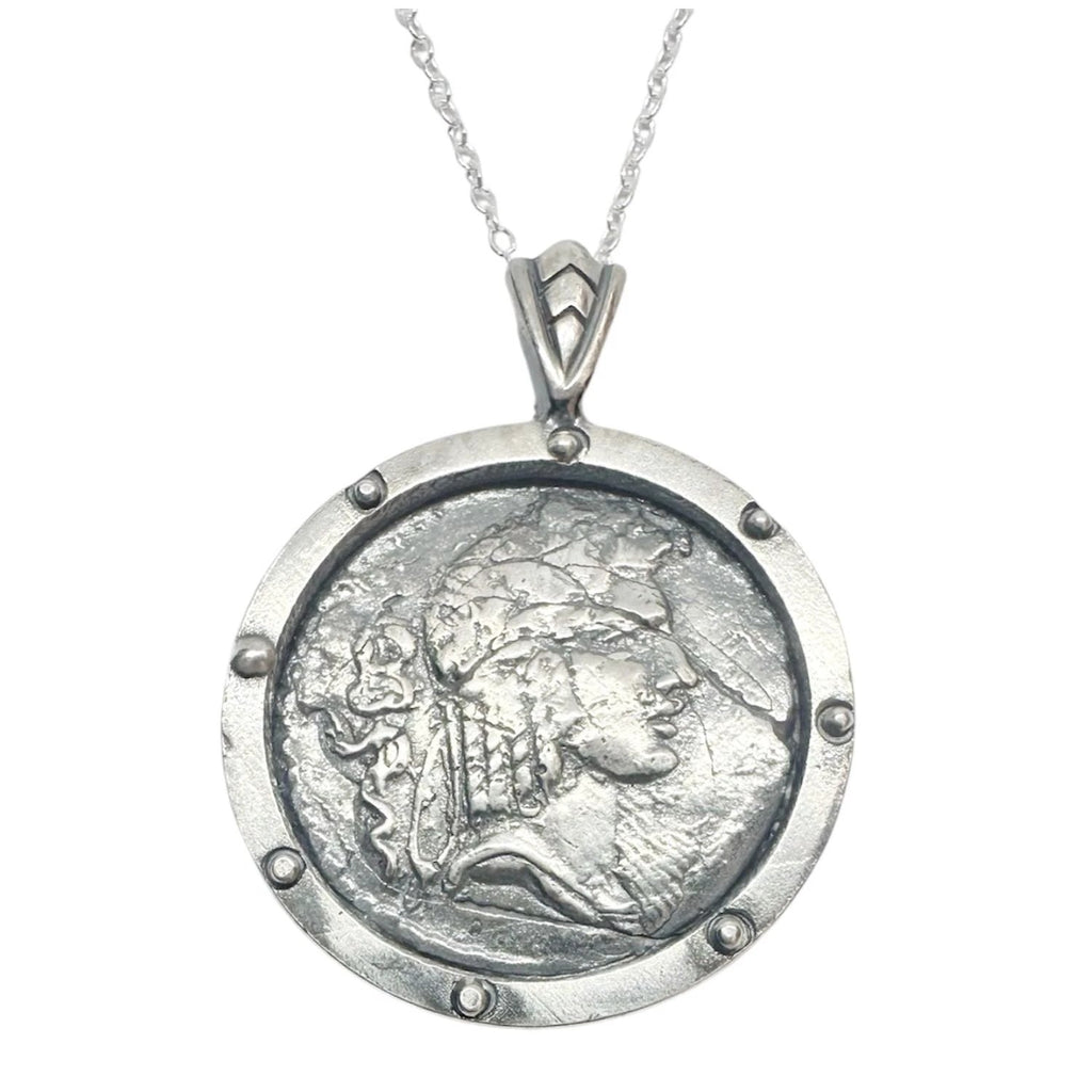Sterling Silver Coin Pendant – Hand-Carved Classical Design by Tg-Jewellery By Tamara Gervasio (ancient-coin-pendant-necklace-hand-carved-sterling-silver)