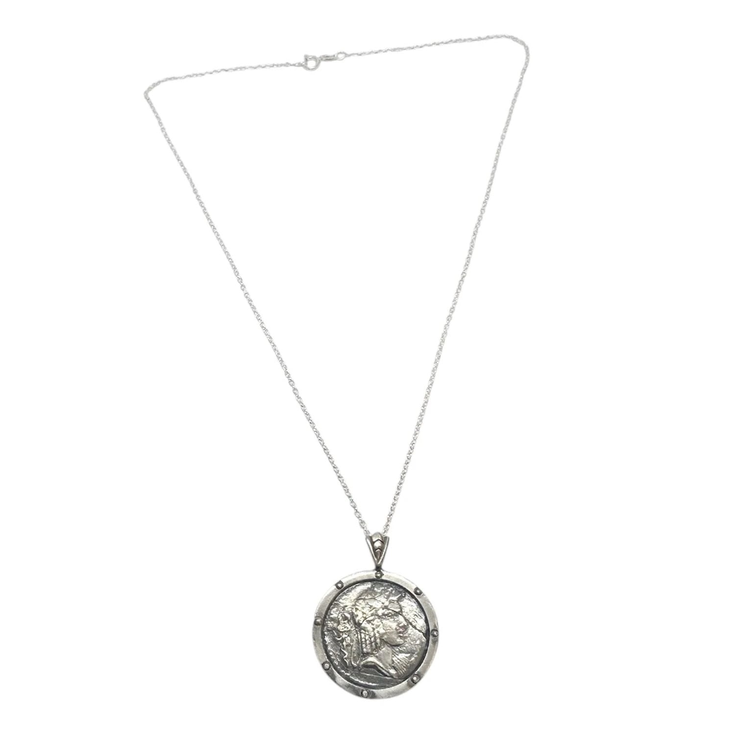 Sterling Silver Coin Pendant – Hand-Carved Classical Design by Tg-Jewellery By Tamara Gervasio (ancient-coin-pendant-necklace-hand-carved-sterling-silver)