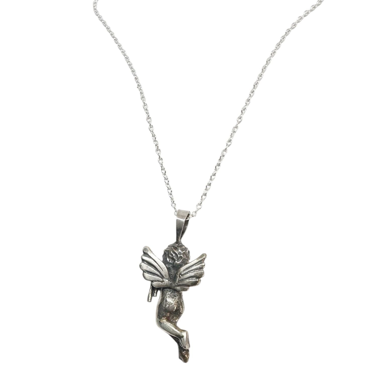 Sterling Silver Necklace – Handcrafted Cherub with Panflute Pendant by Tg-Jewellery By Tamara Gervasio (cherub-panflute-necklace-sterling-silver)