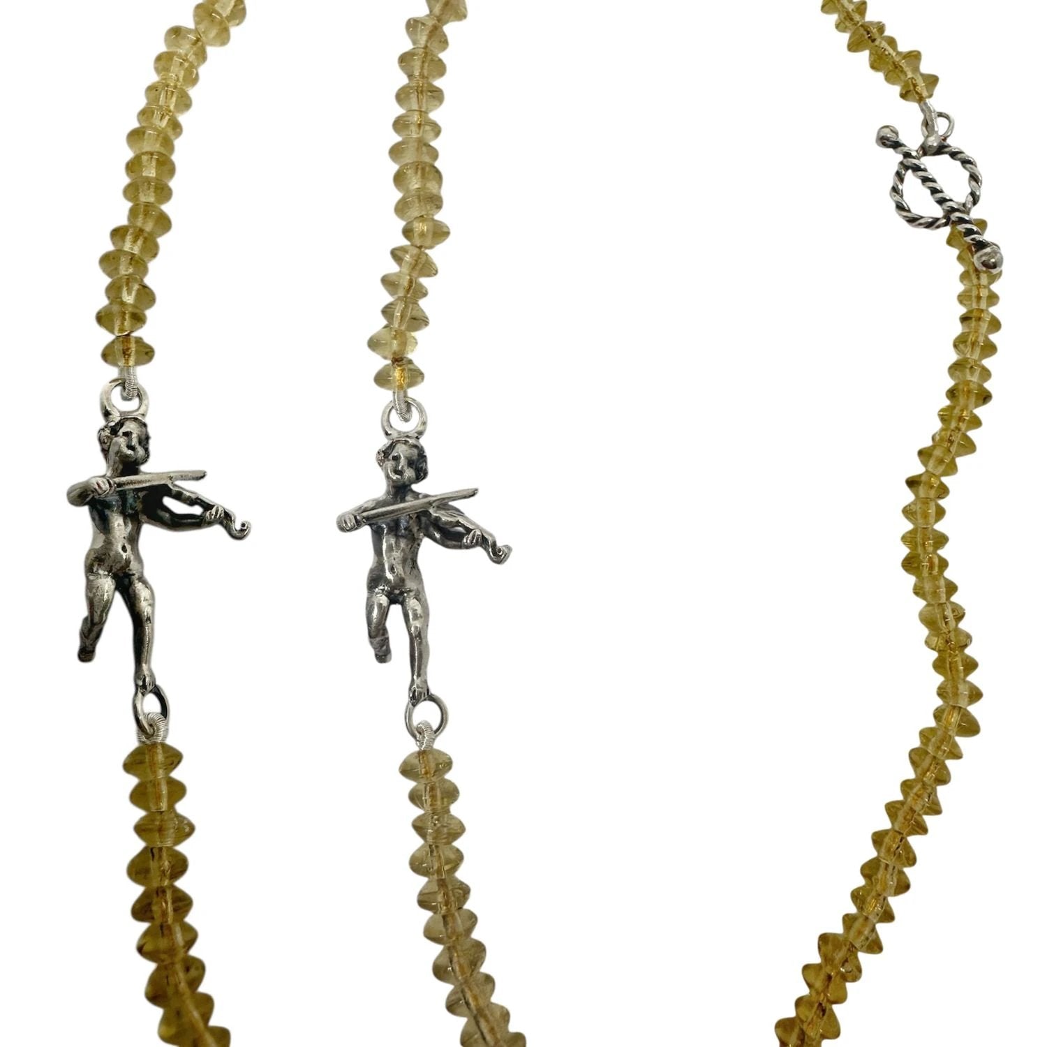 Sterling Silver Necklace – Handcrafted Cherub Violinist Pendant by Tg-Jewellery By Tamara Gervasio (cherub-serenade-necklace-handcrafted-sterling-silver-glass-beads)