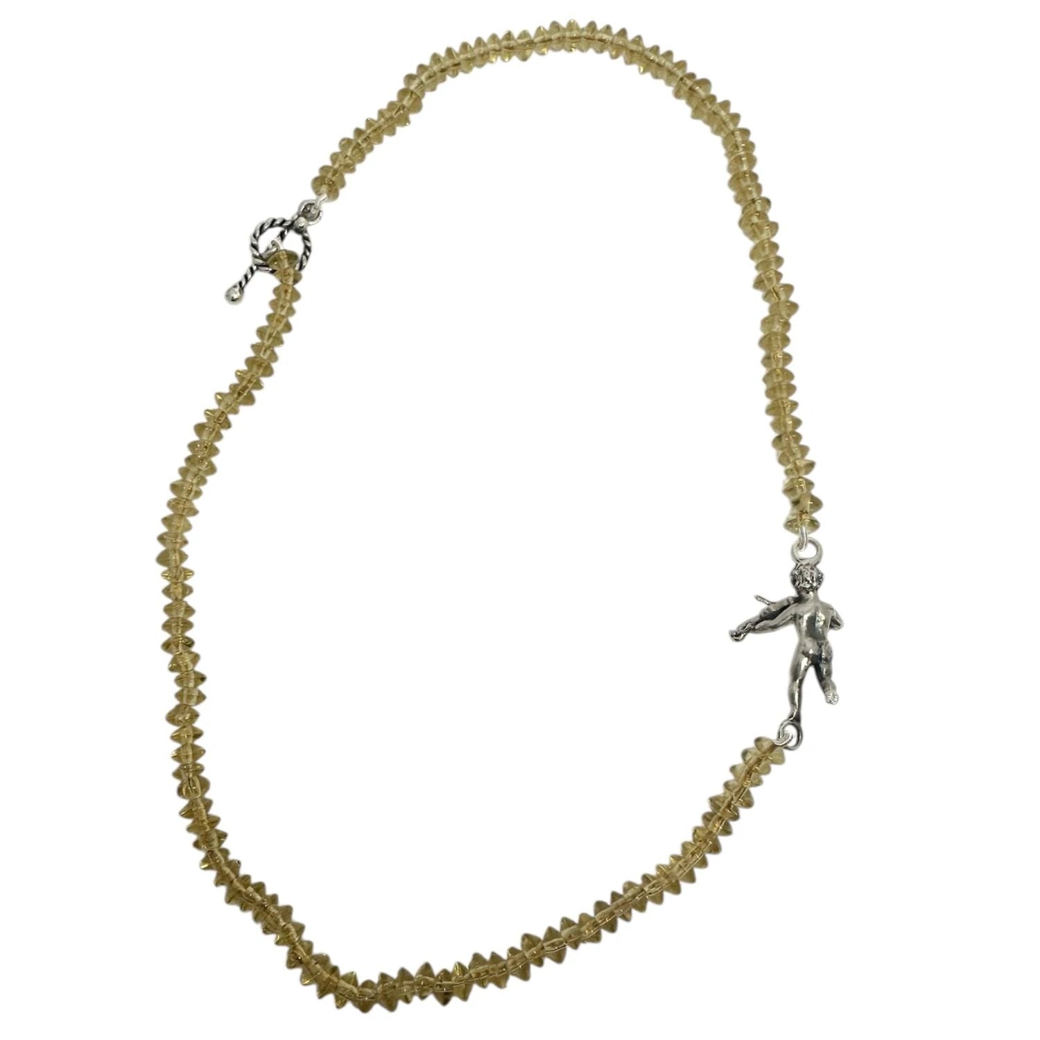 Sterling Silver Necklace – Handcrafted Cherub Violinist Pendant by Tg-Jewellery By Tamara Gervasio (cherub-serenade-necklace-handcrafted-sterling-silver-glass-beads)