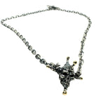 Skull Necklace - Handcrafted Sterling Silver Gothic Statement Piece by Tg-Jewellery By Tamara Gervasio (punk-skull-necklace-in-sterling-silver-925-brass-ball-47cm)