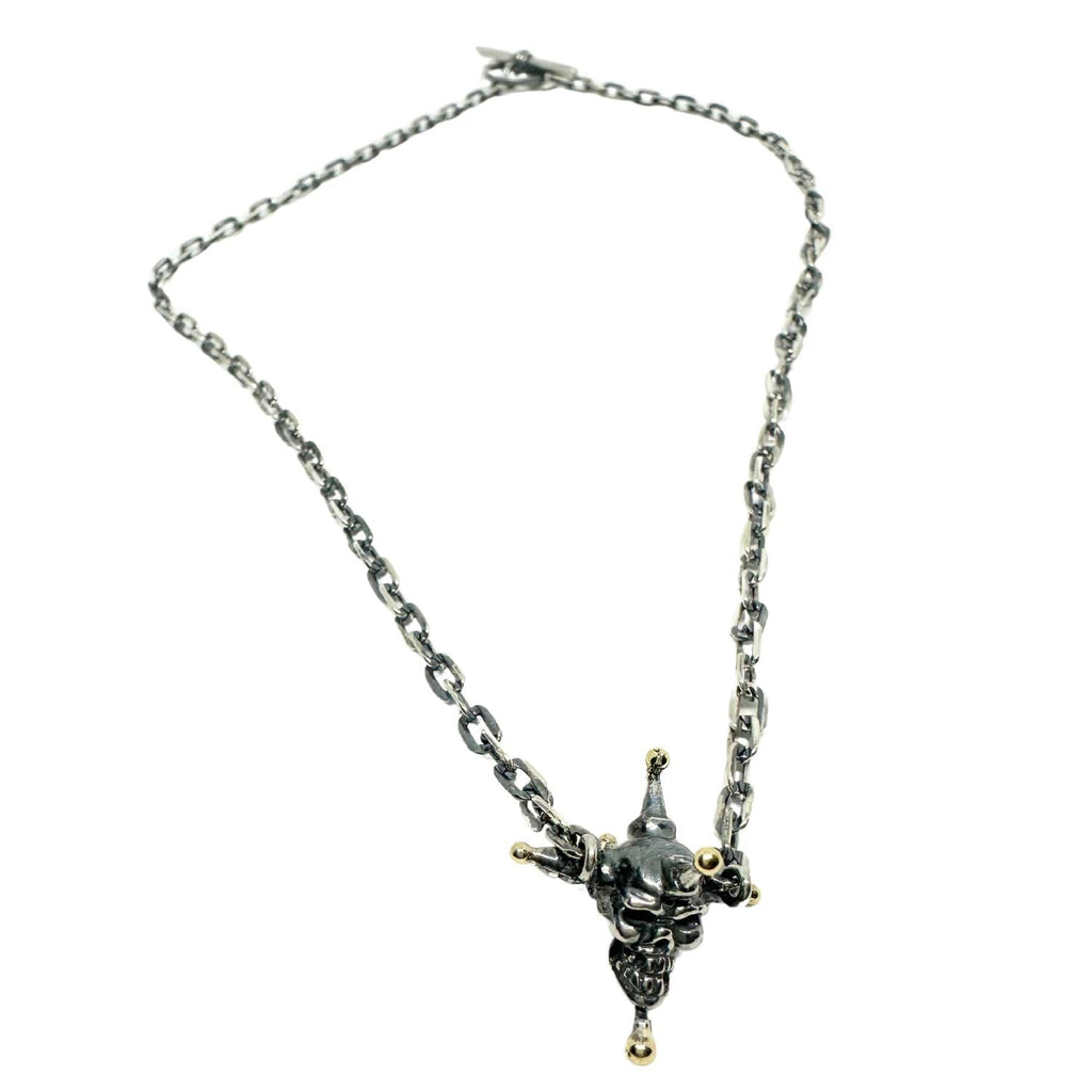 Skull Necklace - Handcrafted Sterling Silver Gothic Statement Piece by Tg-Jewellery By Tamara Gervasio (punk-skull-necklace-in-sterling-silver-925-brass-ball-47cm)