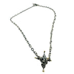 Skull Necklace - Handcrafted Sterling Silver Gothic Statement Piece by Tg-Jewellery By Tamara Gervasio (punk-skull-necklace-in-sterling-silver-925-brass-ball-47cm)