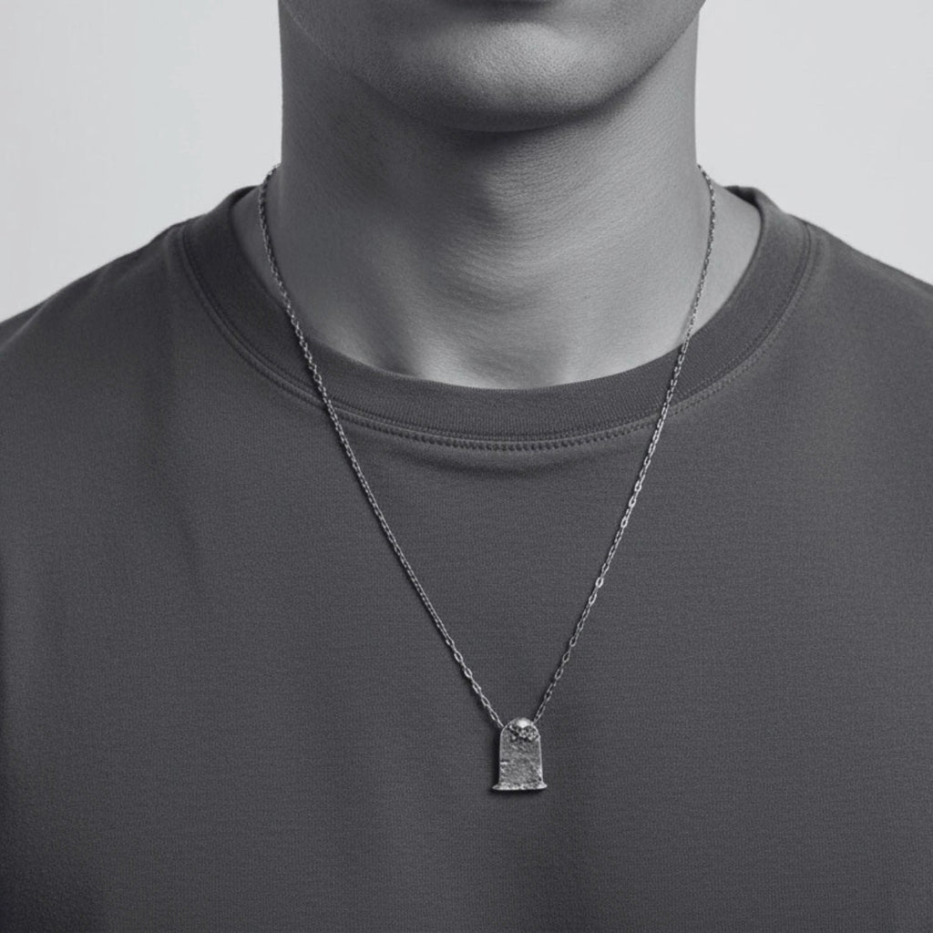 Men's Sterling Silver Necklace – Bold Skeleton Grave Design by Tg-Jewellery By Tamara Gervasio (men-s-skeleton-grave-rectangular-chain-necklace-silver)
